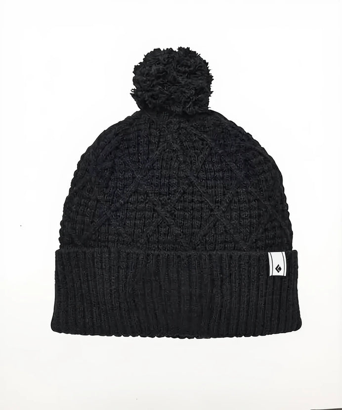Pom Pom Cable Cuff Beanie