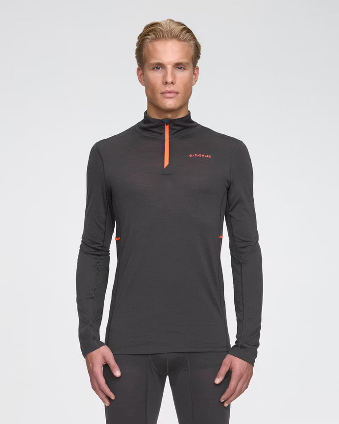 Performance Wool Half Zip pour hommes - Obsidian